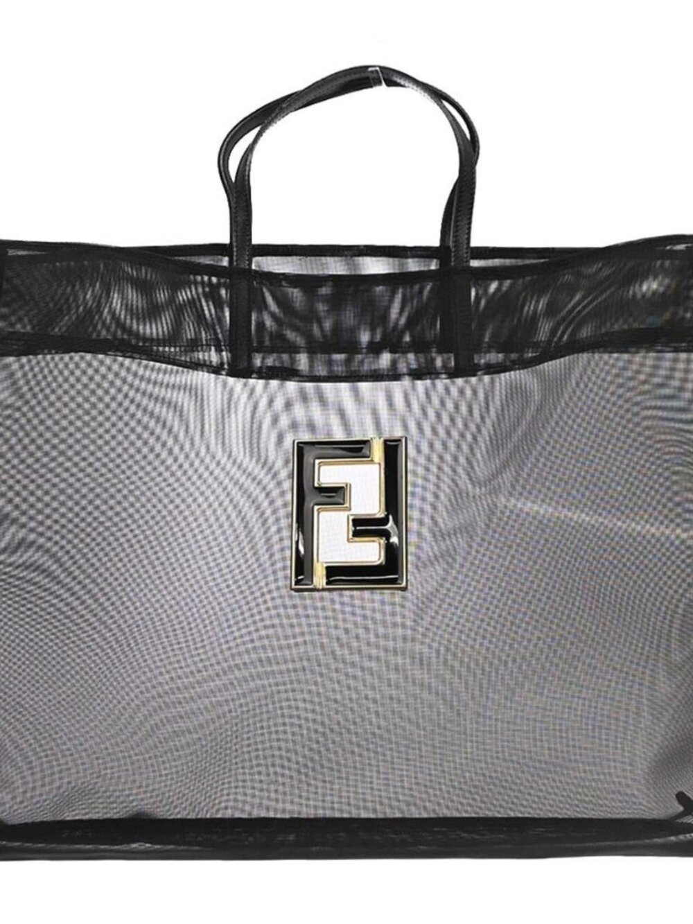 Fendi Black Nylon Mesh Tote Handbag